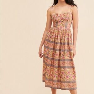 PLACE NATIONALE X NUULY Printed Tie Shoulder Midi Dress size Small‎